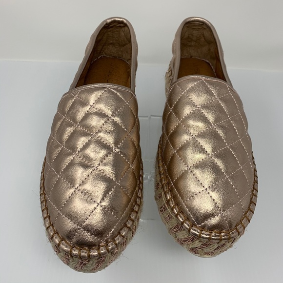 J Slides Size 8 Platform Espadrilles Shoes Rose Gold Metallic Flats - Picture 5 of 8